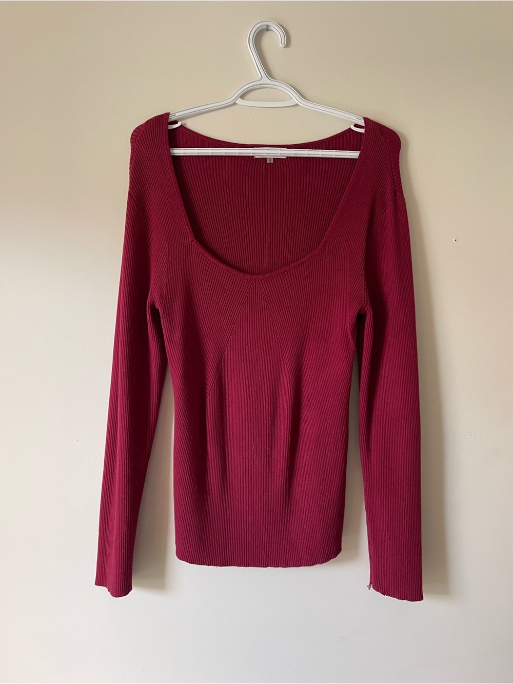 Calvin Klein Ribbed Scoop Neck Sweater - Wine